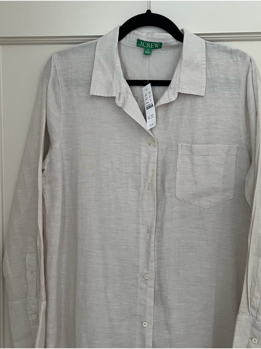 NWT J. Crew Linen and Cotton Blend Lightweight Button-Front Shirt Dress - Picture 3 of 11